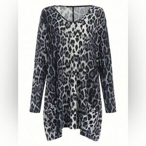 SHEIN 1X long sleeve leopard print tunic